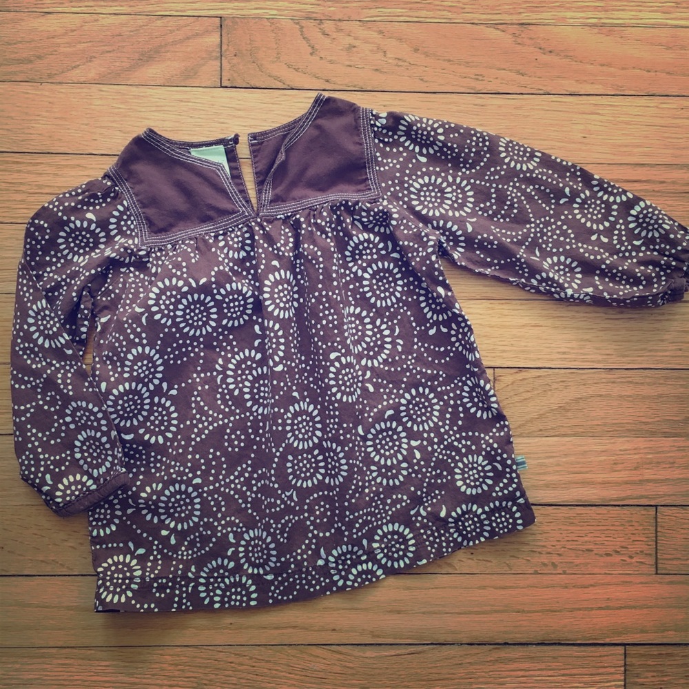 Babystyle 2T brown and white print peasant shirt